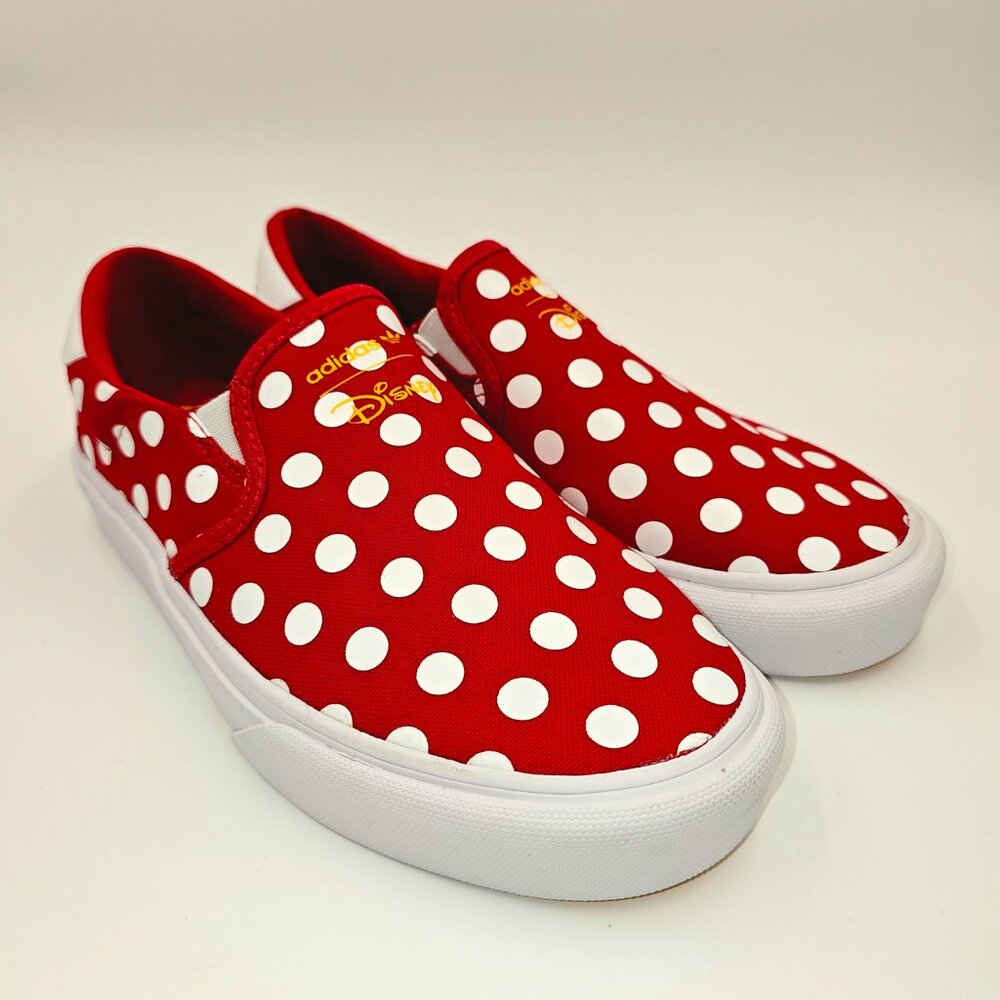 Disney x adidas Court Rallye Slip J Red Polka Dot Minnie Sneaker Women’s Size 7